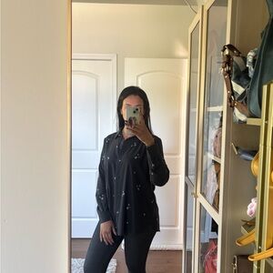 H&M women's Black Floral Shirt